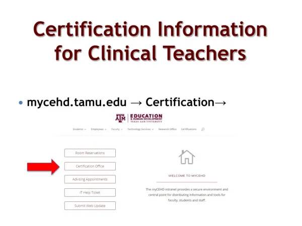 Certification Information for Clinical Teachers