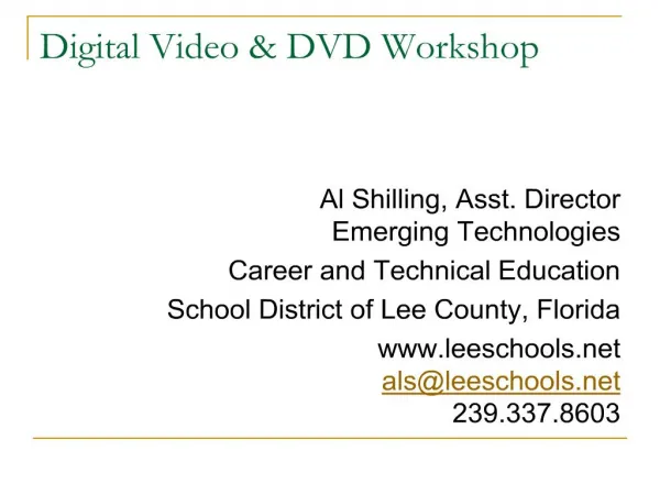Digital Video DVD Workshop