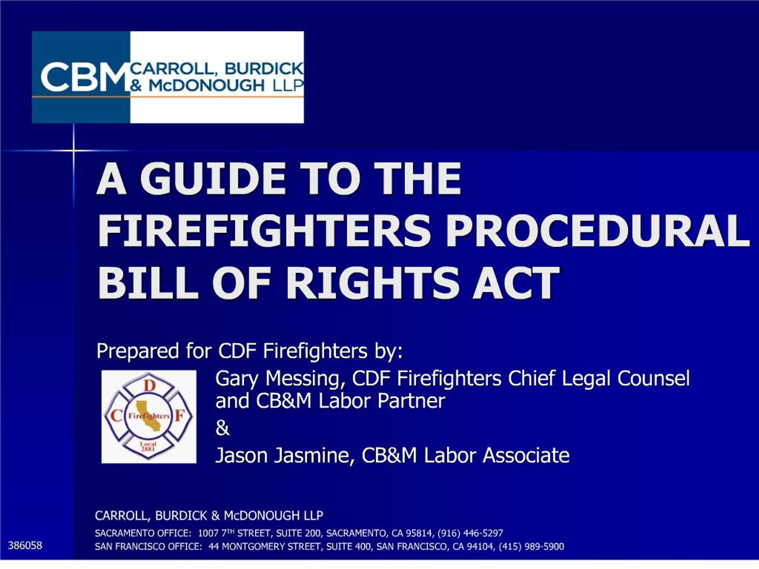 PPT - A GUIDE TO THE FIREFIGHTERS PROCEDURAL BILL OF RIGHTS ACT ...