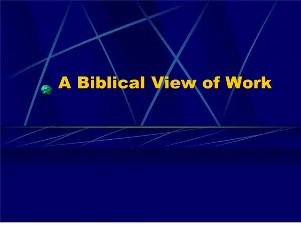 A Biblical View of Work