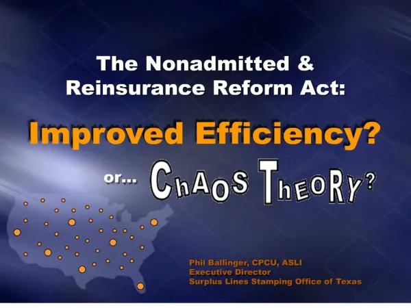 The Nonadmitted Reinsurance Reform Act: