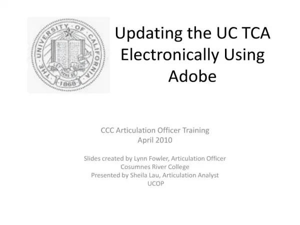 Updating the UC TCA Electronically Using Adobe