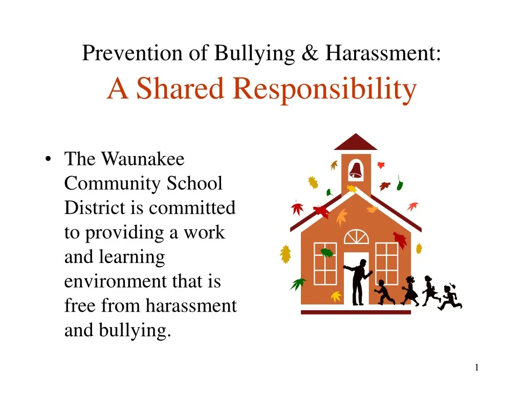 prevention of bullying harassment a shared responsibility