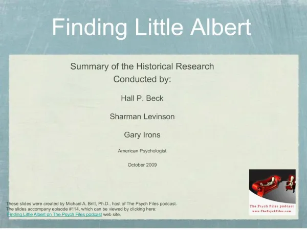 Finding Little Albert