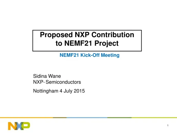 Proposed NXP Contribution to NEMF21 Project