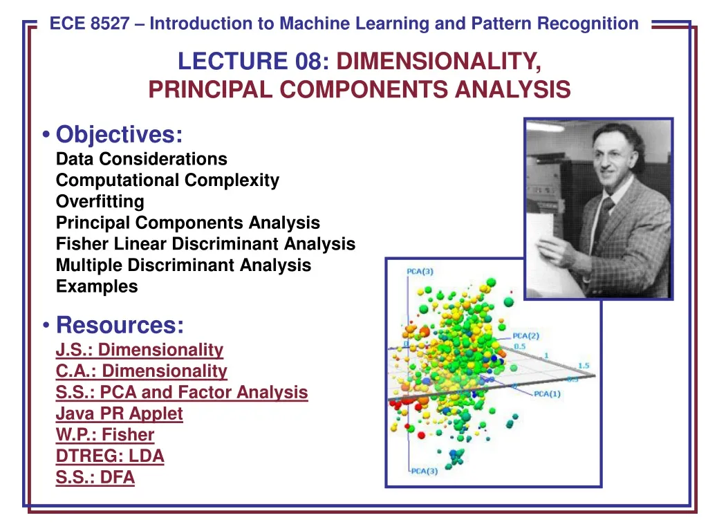 lecture 08 dimensionality principal components