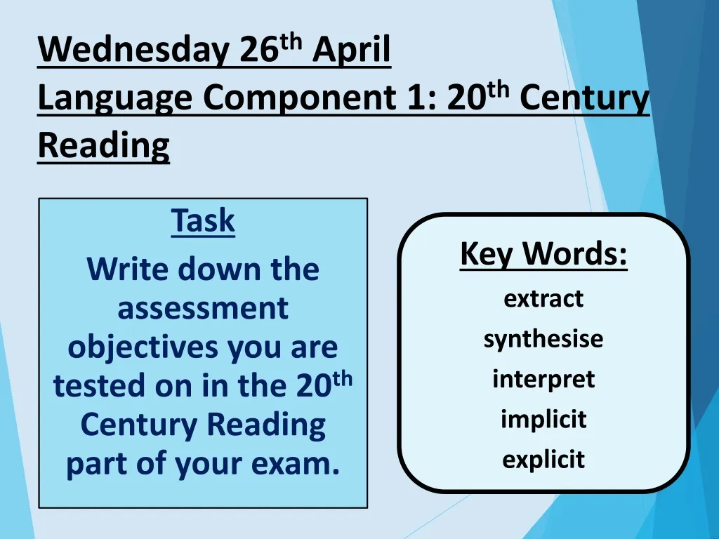 wednesday 26 th april language component
