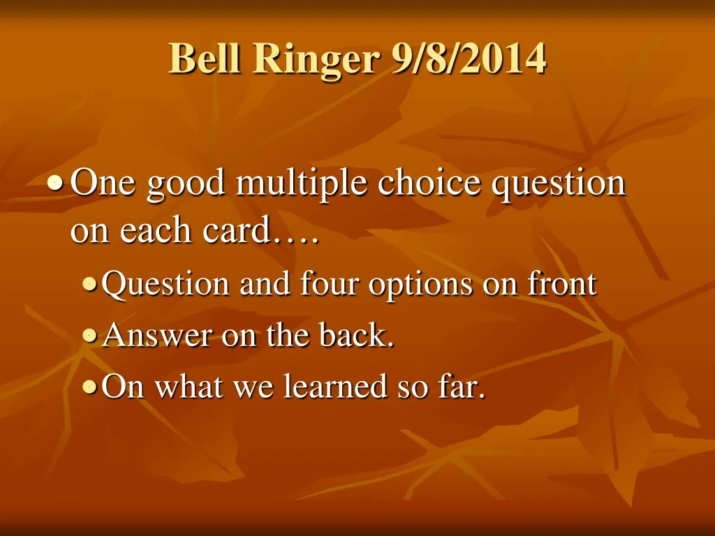 bell ringer 9 8 2014