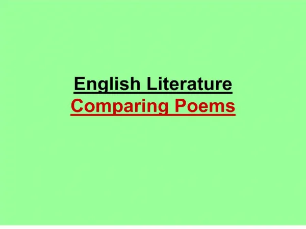 English Literature Comparing Poems