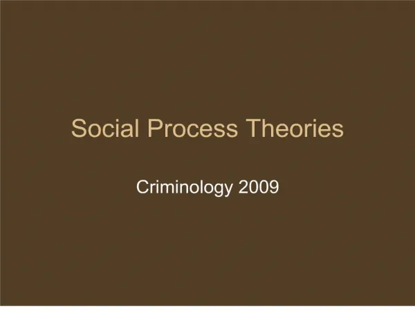 Social Process Theories