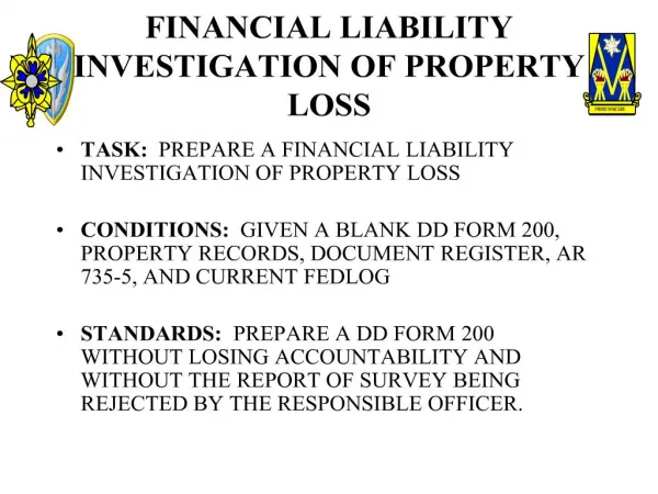 FINANCIAL LIABILITY INVESTIGATION OF PROPERTY LOSS