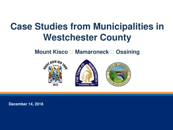 Case Studies from Municipalities in Westchester County Mount Kisco  Mamaroneck  Ossining
