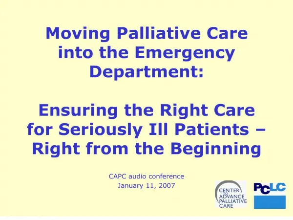 Moving Palliative Care into the Emergency Department: Ensuring ...