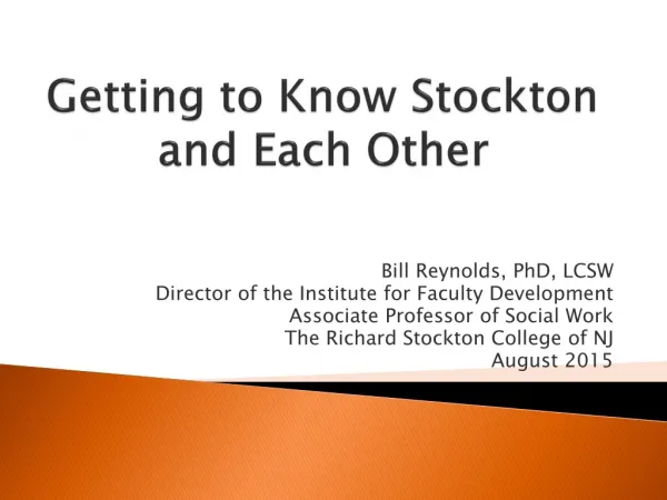 Getting to Know Stockton and Each Other