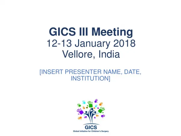 GICS III Meeting 12-13 January 2018 Vellore, India