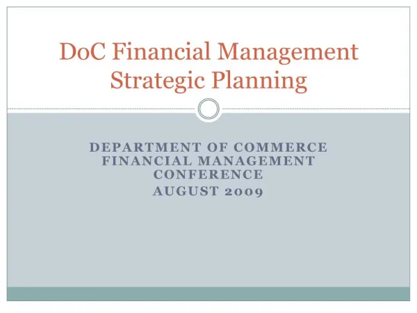DoC Financial Management Strategic Planning