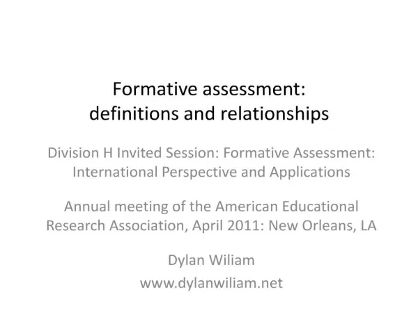 Formative assessment: definitions and relationships