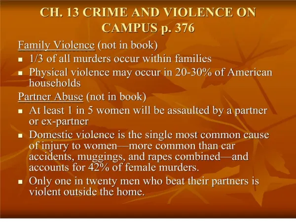 CH. 13 CRIME AND VIOLENCE ON CAMPUS p. 376