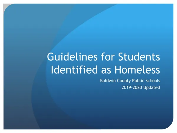 Guidelines for Students Identified as Homeless