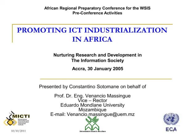 PROMOTING ICT INDUSTRIALIZATION IN AFRICA