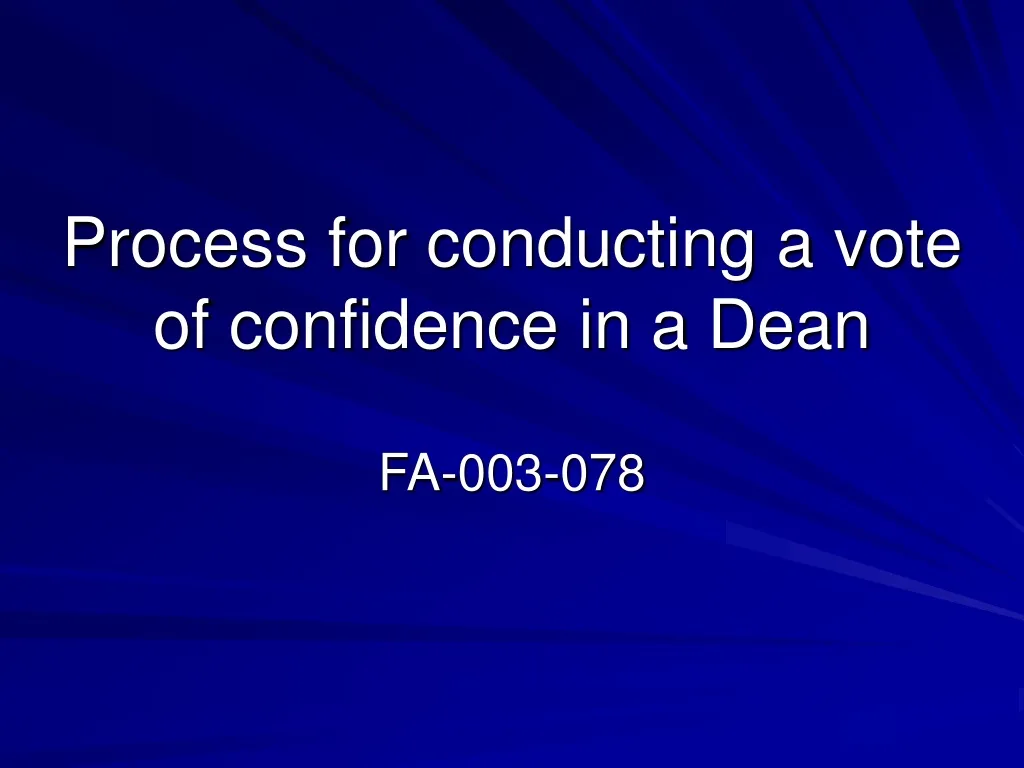 process for conducting a vote of confidence in a dean