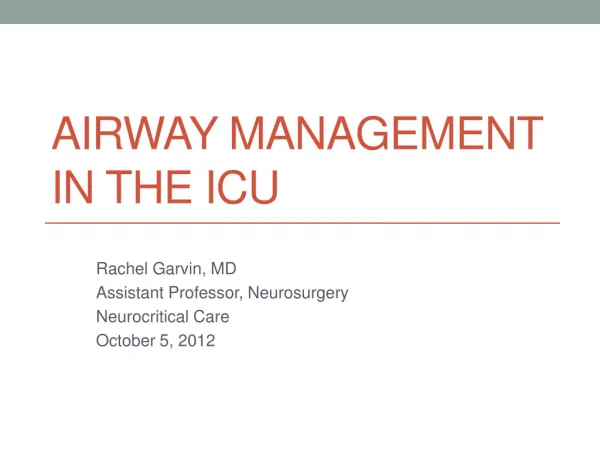 Airway Management in the ICU