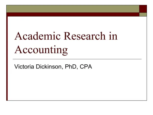 Academic Research in Accounting