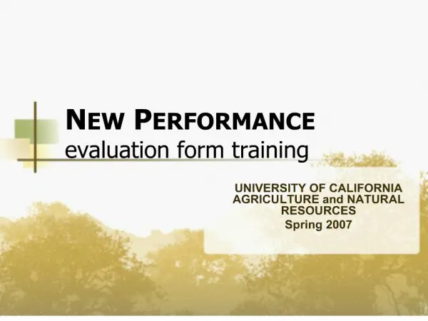 NEW PERFORMANCE evaluation form training