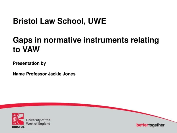 Bristol Law School, UWE Gaps in normative instruments relating to VAW