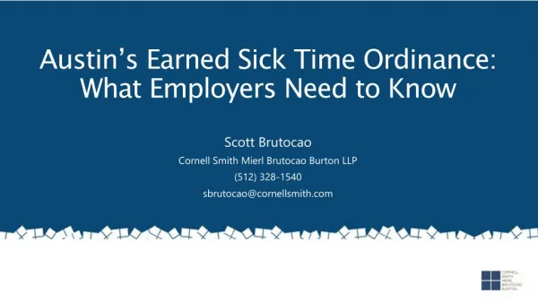 Austin’s Earned Sick Time Ordinance: What Employers Need to Know