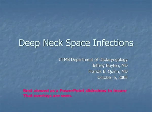 Deep Neck Space Infections