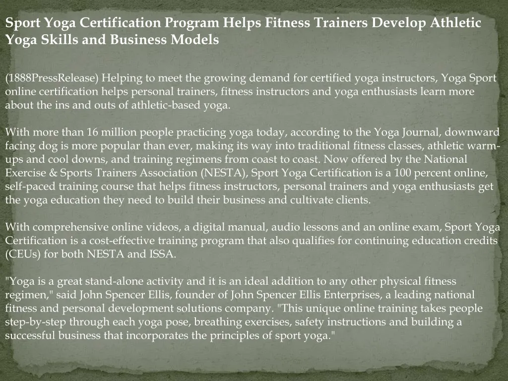sport yoga certification program helps fitness
