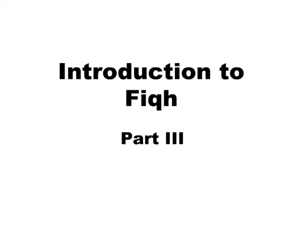 Introduction to Fiqh