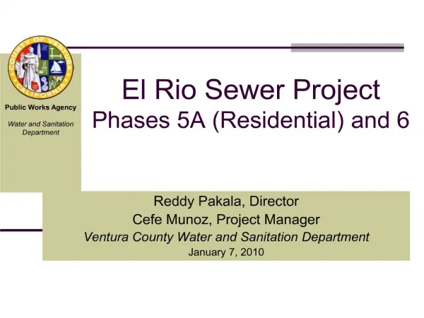 El Rio Sewer Project Phases 5A Residential and 6