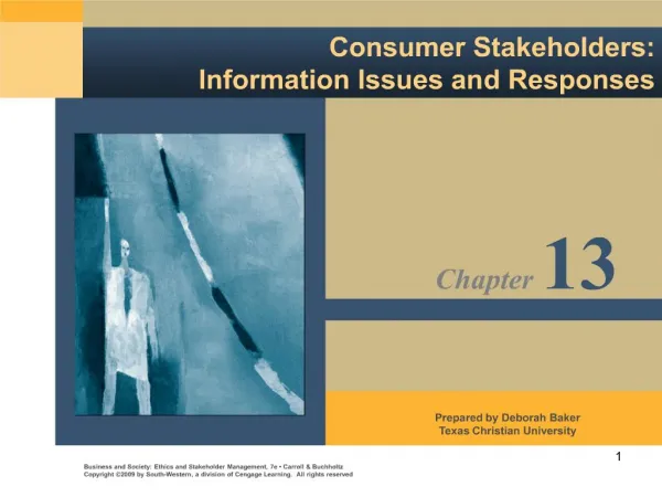 Consumer Stakeholders: Information Issues and Responses
