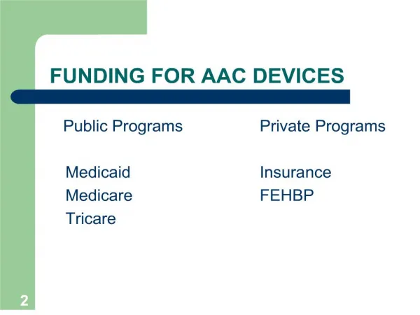 FUNDING FOR AAC DEVICES
