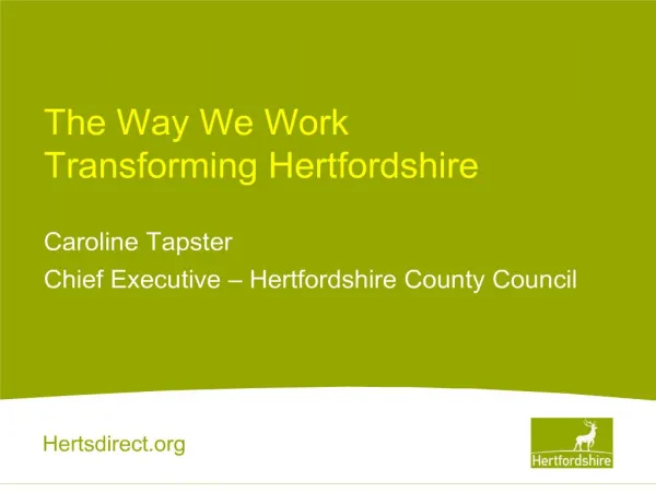 The Way We Work Transforming Hertfordshire