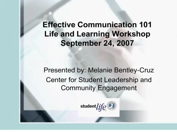 Effective Communication 101 Life and Learning Workshop September ...