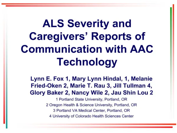 ALS Severity and Caregivers