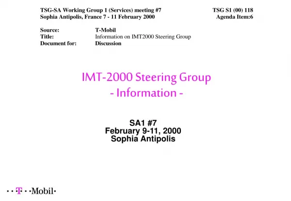 IMT-2000 Steering Group - Information -
