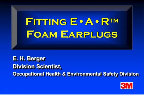 Fitting E A RTM Foam Earplugs