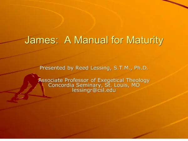 James: A Manual for Maturity