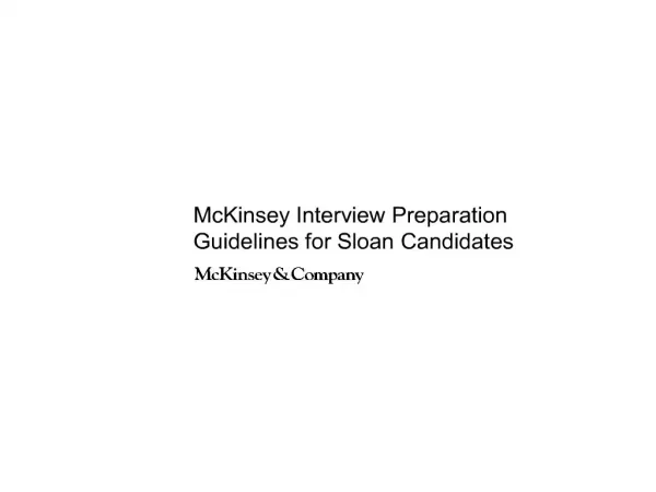 McKinsey Interview Preparation Guidelines for Sloan Candidates