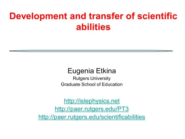 Development and transfer of scientific abilities