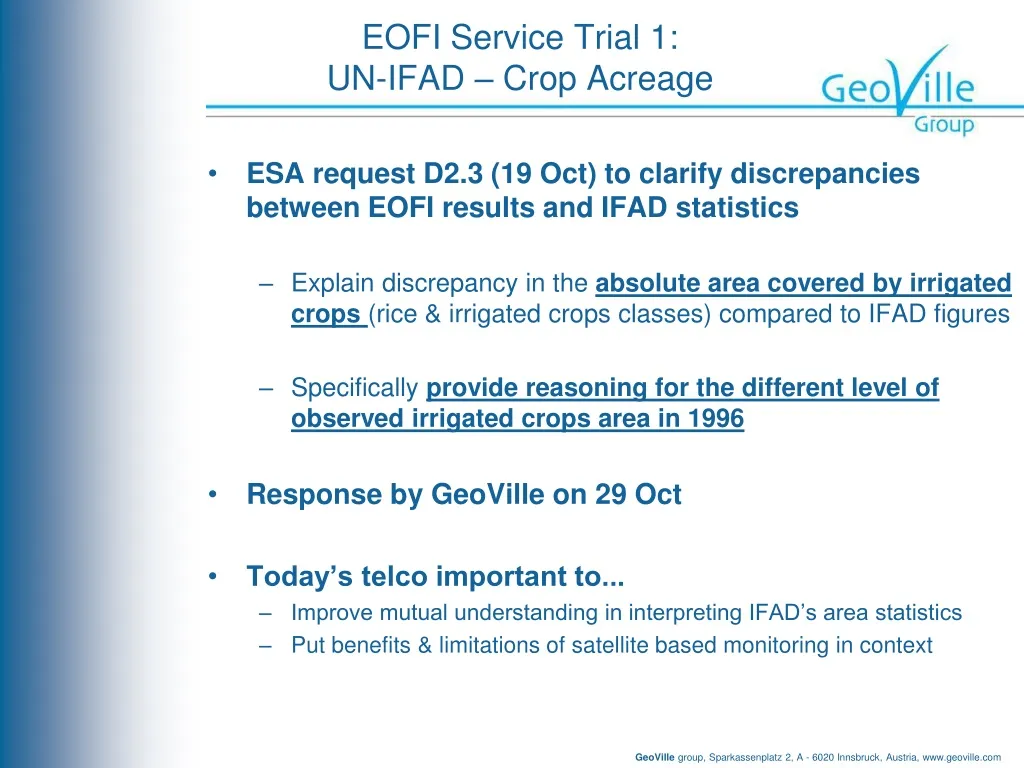 eofi service trial 1 un ifad crop acreage