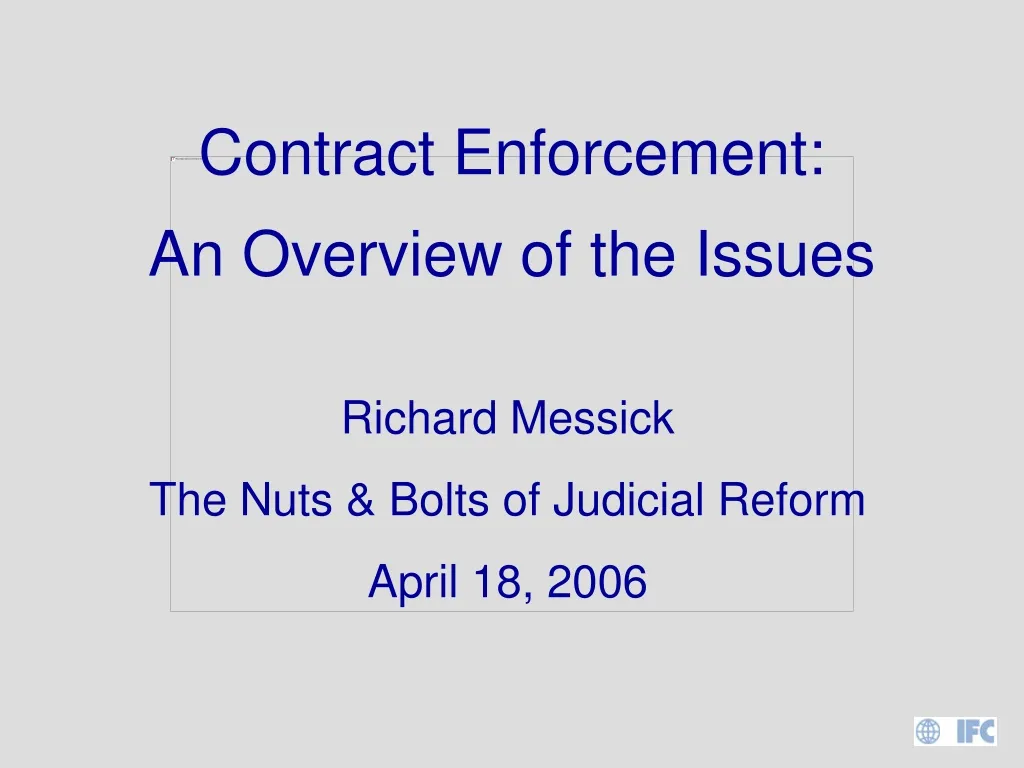 contract enforcement an overview of the issues