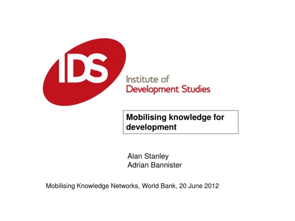 Mobilising Knowledge Networks, World Bank, 20 June 2012
