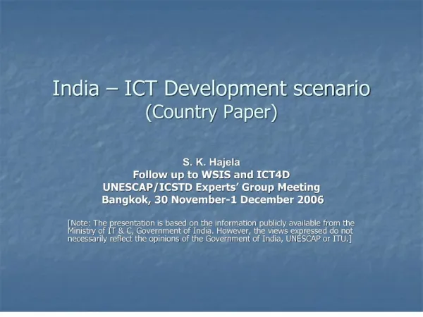 India ICT Development scenario Country Paper