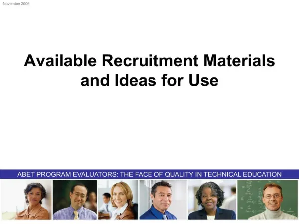 Available Recruitment Materials and Ideas for Use