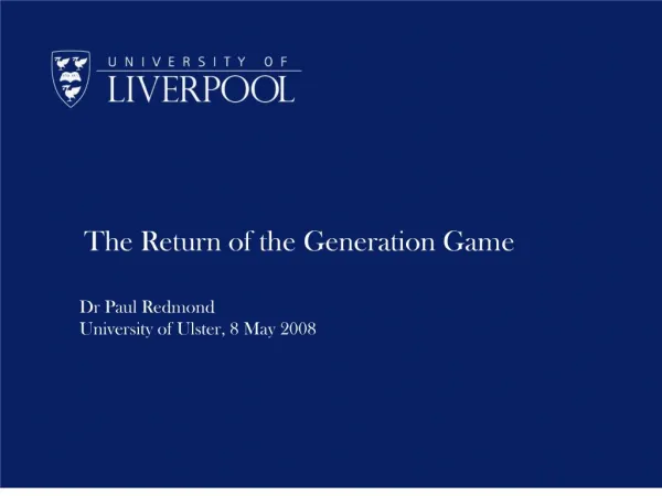The Return of the Generation Game